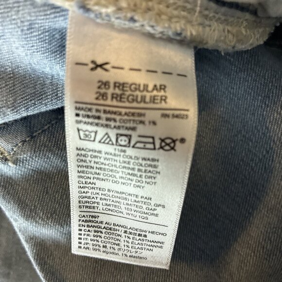 Gap Womens Size 26 Girlfriend Jeans Blue Distressed Stretch Denim Casual Pants - Picture 8 of 8